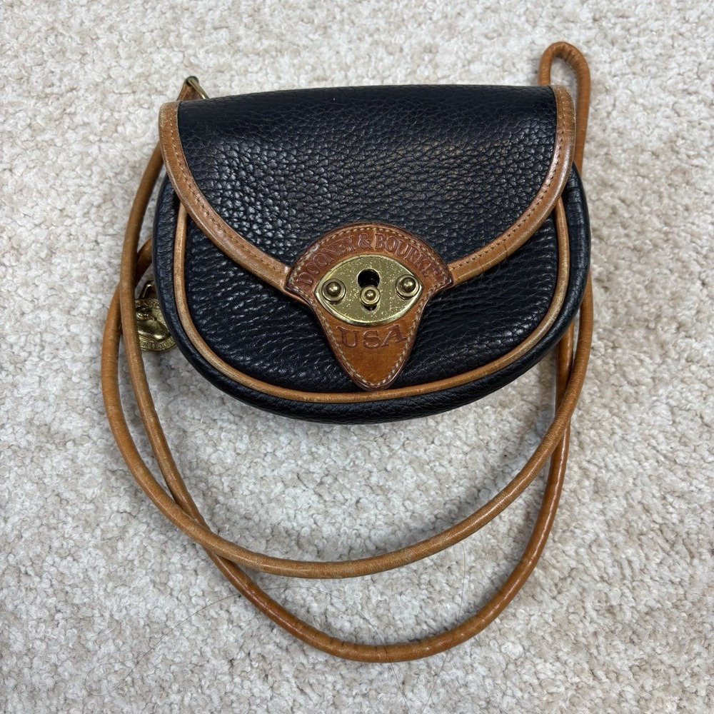 Vintage Dooney & Bourke Cavalry Leather Mini Belt Bag All-Weather Crossbody R74
